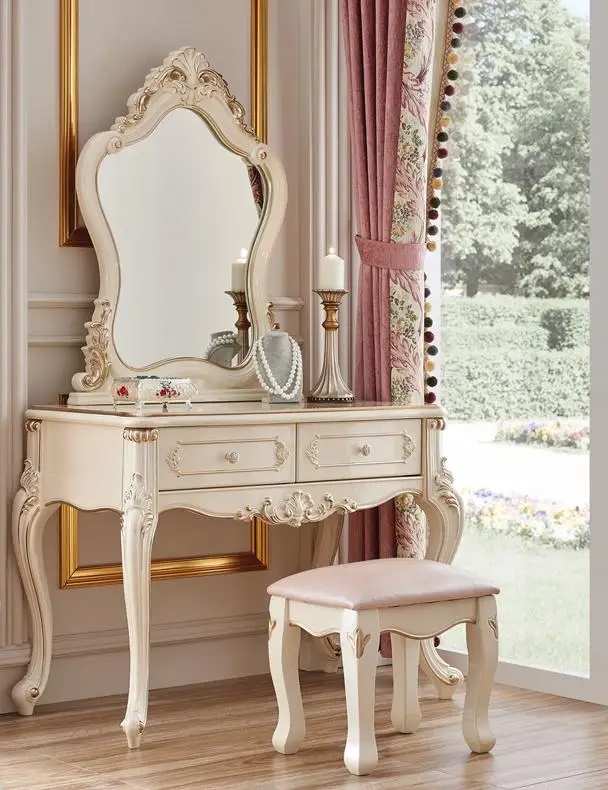 Туалетный столик с 3 выдвижными ящиками белый | Мебель