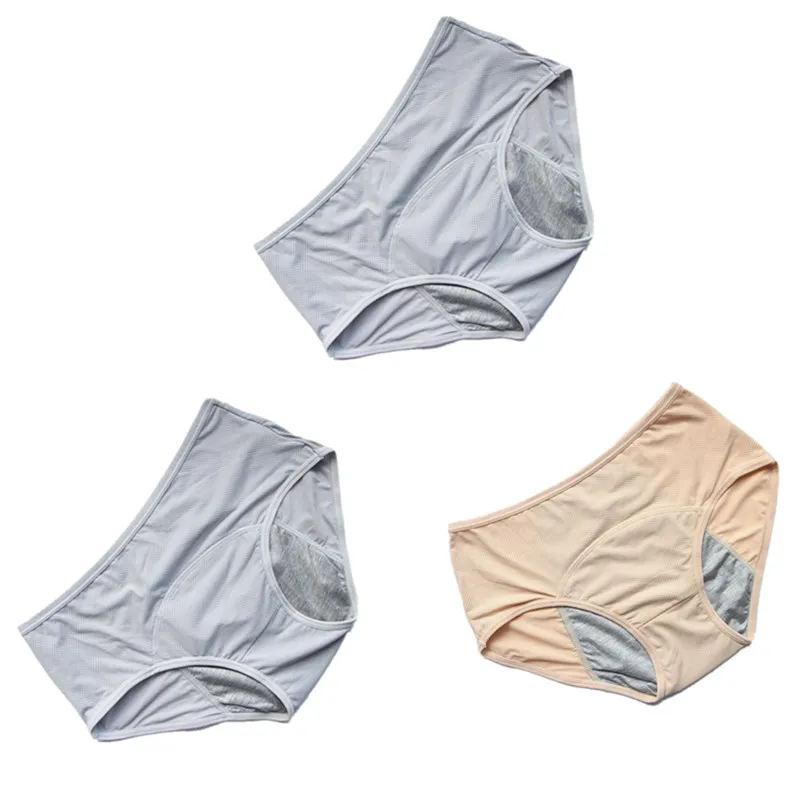 gray gray beige 3 шт./компл. герметичность гигиенические трусики физиологические трусы Для женщин нижнее белье период хлопковые непромокаемые трусы дропшиппинг HP21 - Цвет: gray gray beige