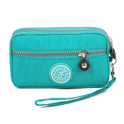 Mint green AliExpress Горячая Распродажа, кошелек для монет, женский маленький кошелек с эффектом потертости, тканевый кошелек для телефона с двумя молниями, Портативная сумка для макияжа ZK104 - Цвет: Mint green