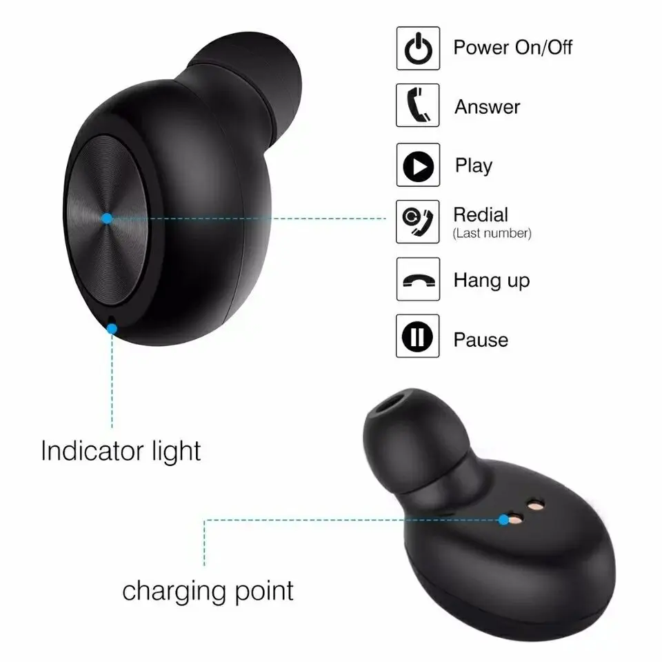 X17 мини невидимые беспроводные Bluetooth наушники глубокий бас звук спортивные