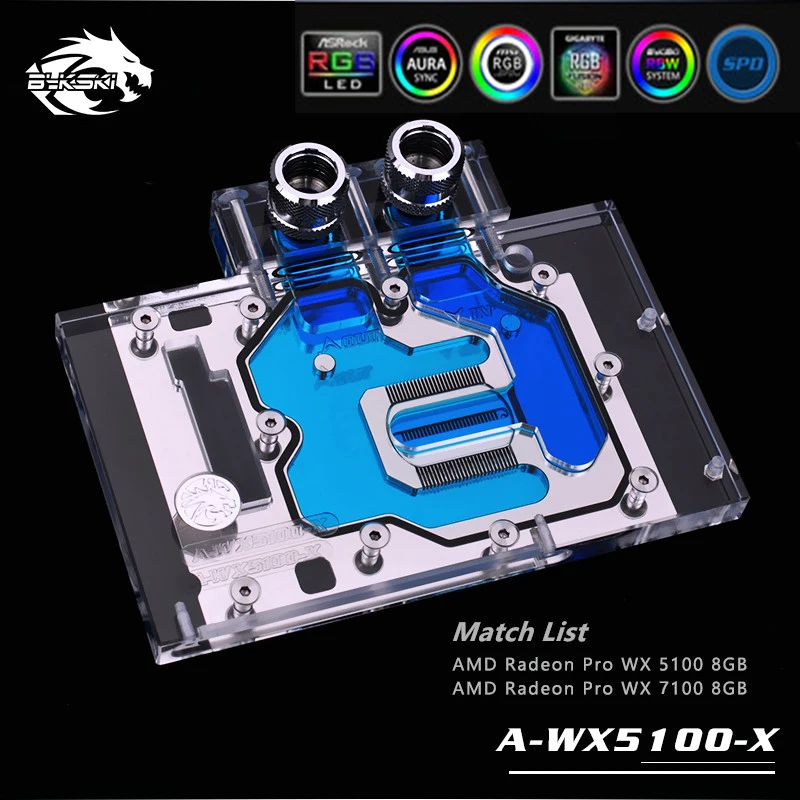 Водяной блок Bykski с полным покрытием для AMD Radeon Pro WX 5100 7100 8 ГБ графическая карта GPU