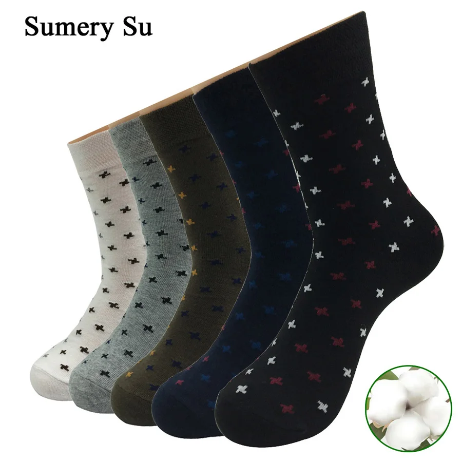 5 Pairs/Lot Socks Men Crew Dress Wedding High Healthy Cotton Long Casual Comfortable Meias Socks Gift for Male