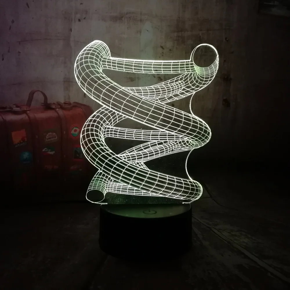 Новинка 2019 креативная лампа для Chtistmas 3D DNA USB светодиодный светильник 7 цветов