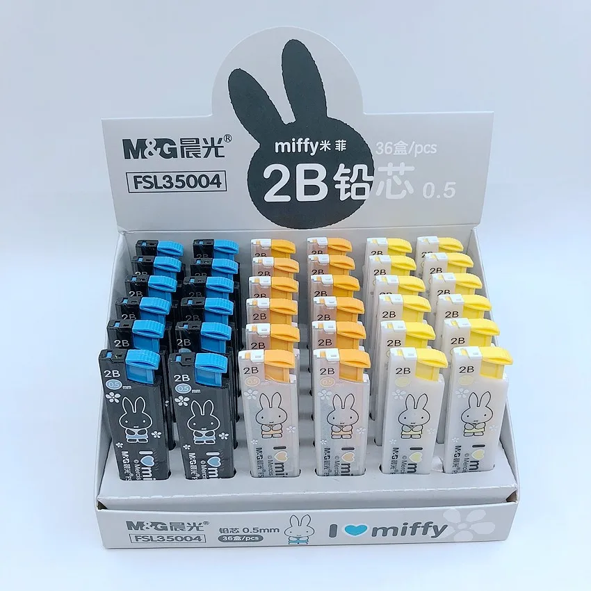 

(6 Tubes/Lot) Cute Cartoon Korean Stationery Black 2B Mechanical Pencil Lead 0.5mm/0.7mm For Student Drawing FSL35504