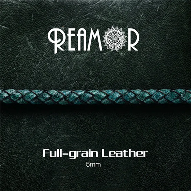 Retro Dark Green REAMOR Ретро красный темно-зеленый темно-синий шнур из натуральной кожи для DIY браслет ювелирных изделий фурнитура 5 мм круглый кожаный шнур 1 м - Цвет: Retro Dark Green