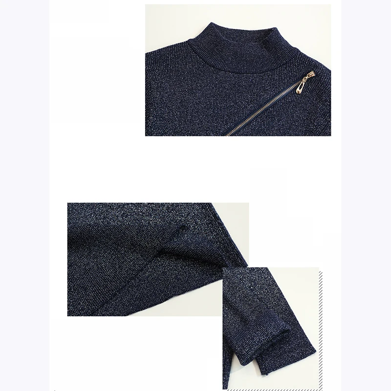Shintimes 2018 Autumn Zipper Turtleneck Pullover Women Glitter Knitted Sweater Slim Jumper Winter Basic Female Christmas | Женская