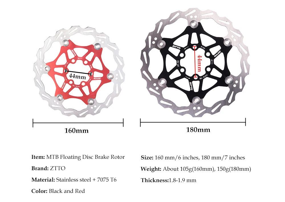 ZTTO Bicycle Disc Brake Floating Rotor 180mm 160mm Stainless Steel Brake Disc Compatible Metallic Pads For MTB XC Road Bike