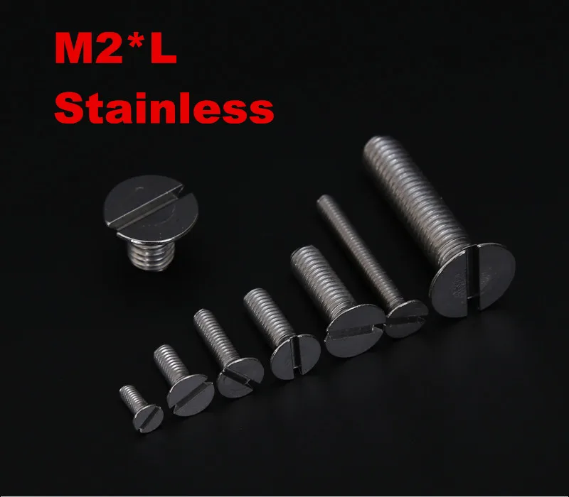 

500pcs/lot DIN963 M2*3/4/5/6/8/10/12/14/16/18 ss304 Slotted flat head countersunk machine screw Stainless steel