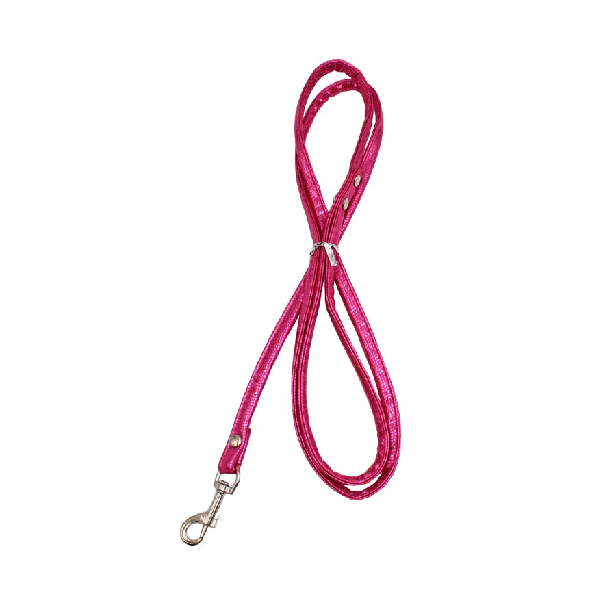 Pet Cat Щенок поводок Длинные Гладкие Кожа PU Поводки Solid Цвет собак Walker 6 цветов 1,2 м х 1,0 см для малых и средних щенок - Цвет: rose red