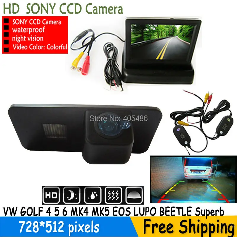 Автомобильная камера заднего вида для SONY CCD HD + складной монитор VW GOLF 4 5 6 MK4 MK5 EOS LUPO