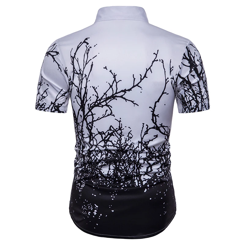 Tree printing Mens Hawaiian Shirt 2018 Summer New Casual Camisa Masculina Floral Printed Short Sleeve Male Beach ShirtsPlus Size | Мужская