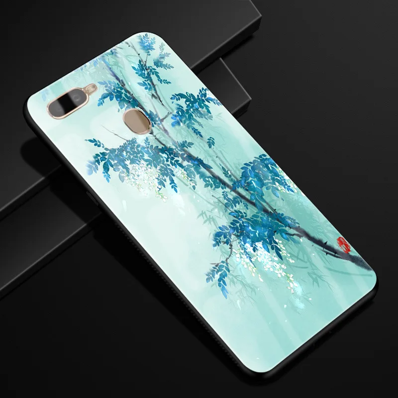 25 Для OPPO A7 чехол 6,2 ''стеклянный силиконовый бампер+ Жесткий PC стекло задняя крышка для OPPO AX7 CPH1901 CPH 1901 OPPOA7 AX 7 A 7 чехол для телефона s - Цвет: 25