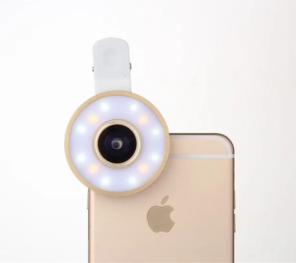 6 в 1 LED Lens Clip on Фонарик 185 Рыбий Глаз 10x макро 0.65x Широкоугольный Объектив для Ainol Novo 7