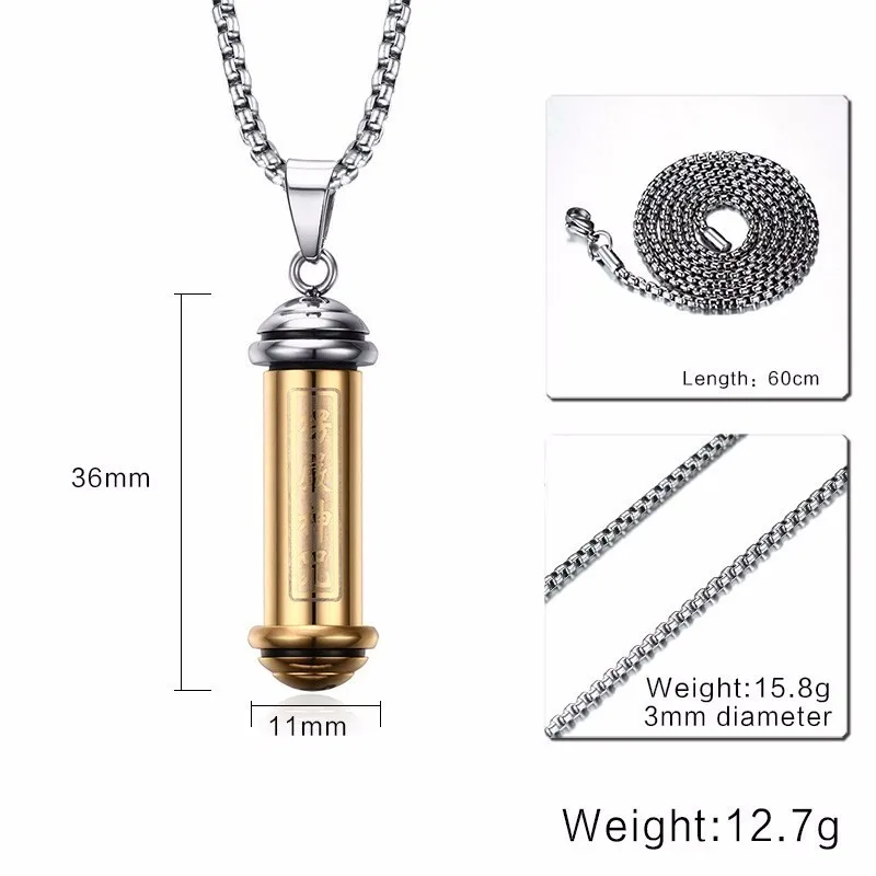 Молитва Писание трубка флакон Jewelry памяти кулон Цепочки и ожерелья Нержавеющая