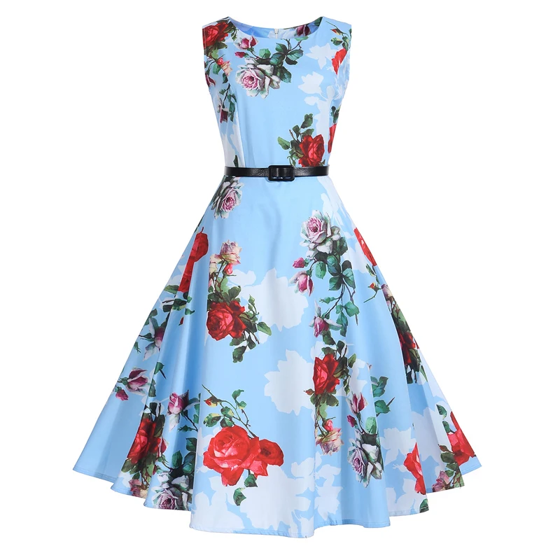 Женское платье с цветочным принтом Hepburn винтажное платье-трапеция в стиле ретро