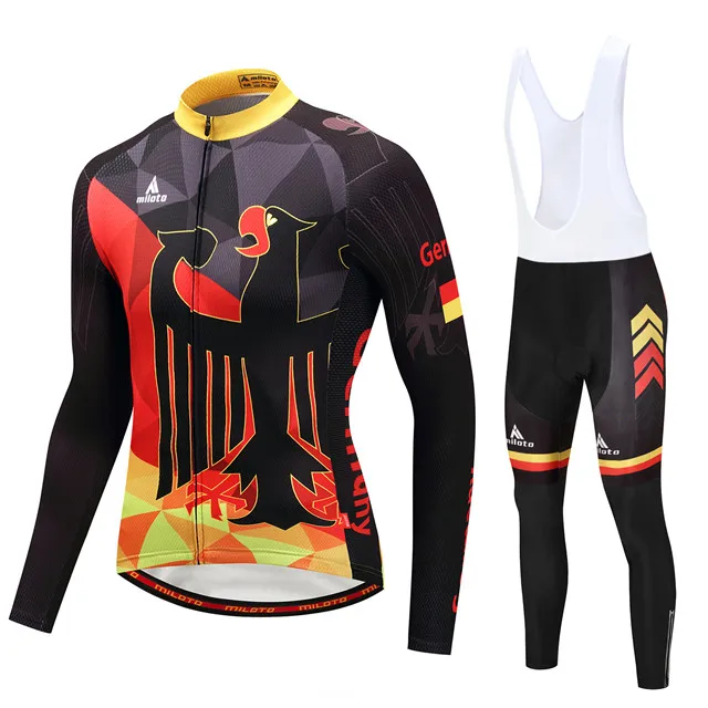BLACK AND WHITE Мужские зимние термальные флисовые велосипедные Джерси, комплекты MTB Racing Cut с длинным рукавом, теплые Джерси, велосипедные комбинезоны, комплект одежды для велосипеда, S-4XL - Цвет: BLACK AND WHITE
