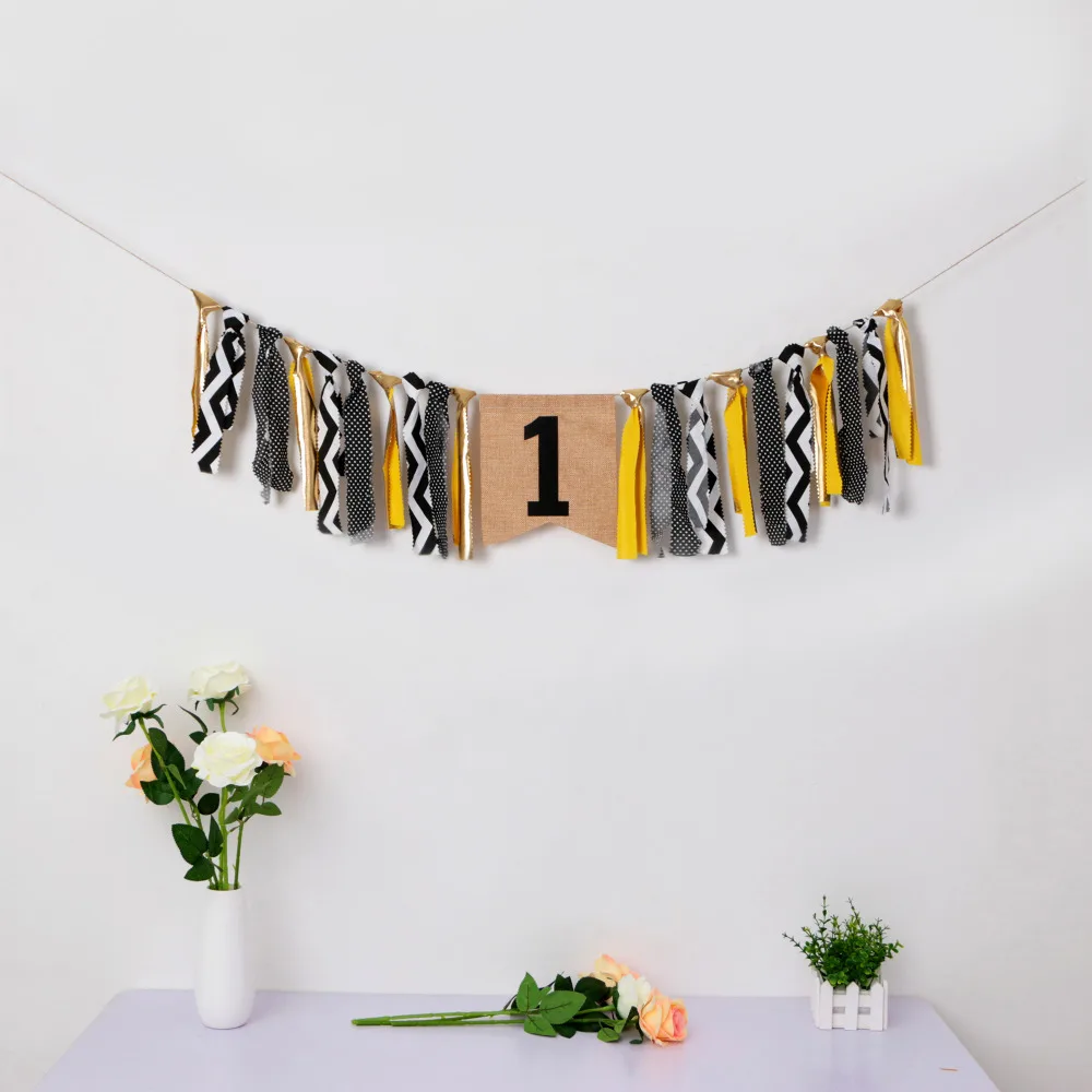 Новинка 1 комплект детский Baby Shower баннер 1th один флаг розовый День рождения