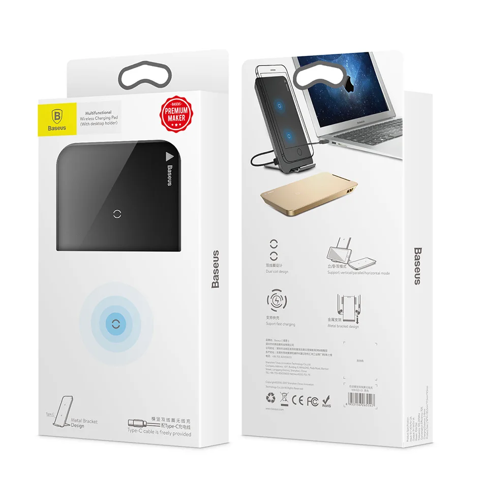 Baseus 10 Вт Qi Беспроводное зарядное устройство для iPhone X XS Max XR samsung S9 S8 Note 9 Быстрая Qi Беспроводная безопасная зарядка Настольная зарядная подставка