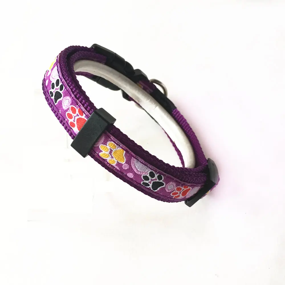 Новые дизайнерские фиолетовые собачьи ошейники с принтом лап поводки нейлоновые