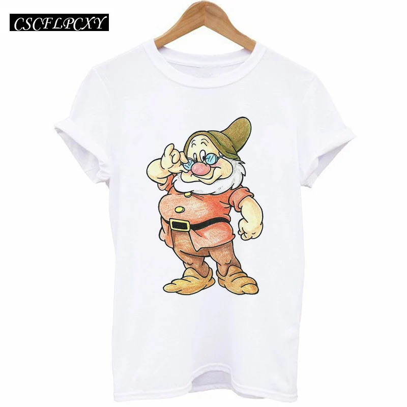 2017 летние топы женская одежда милая свободная футболка с 7 гномами 3d принтом Camisetas
