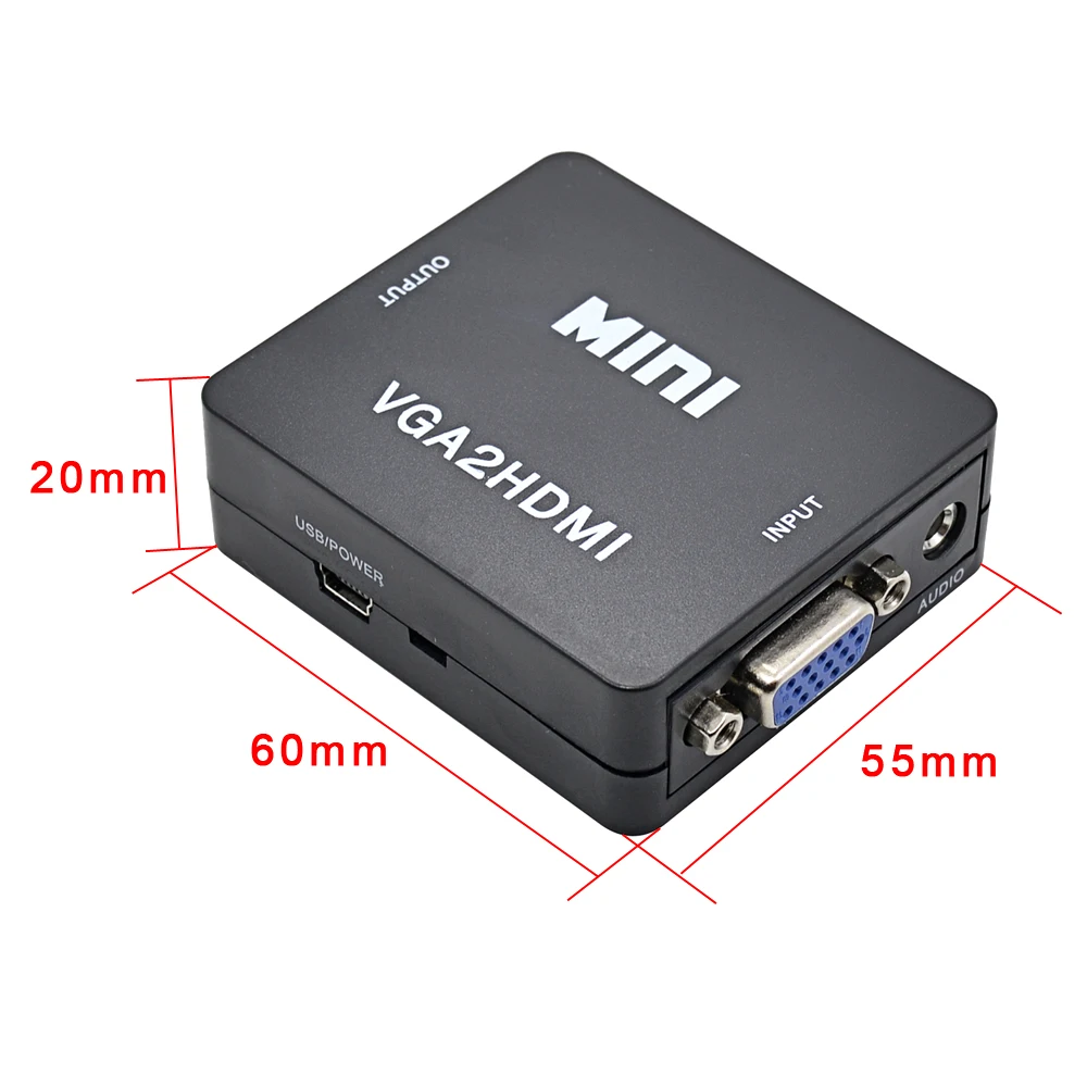 Адаптер CHIPAL Mini VGA2HDMI VGA для HDMI преобразователя с аудио и USB разъемом питания ПК