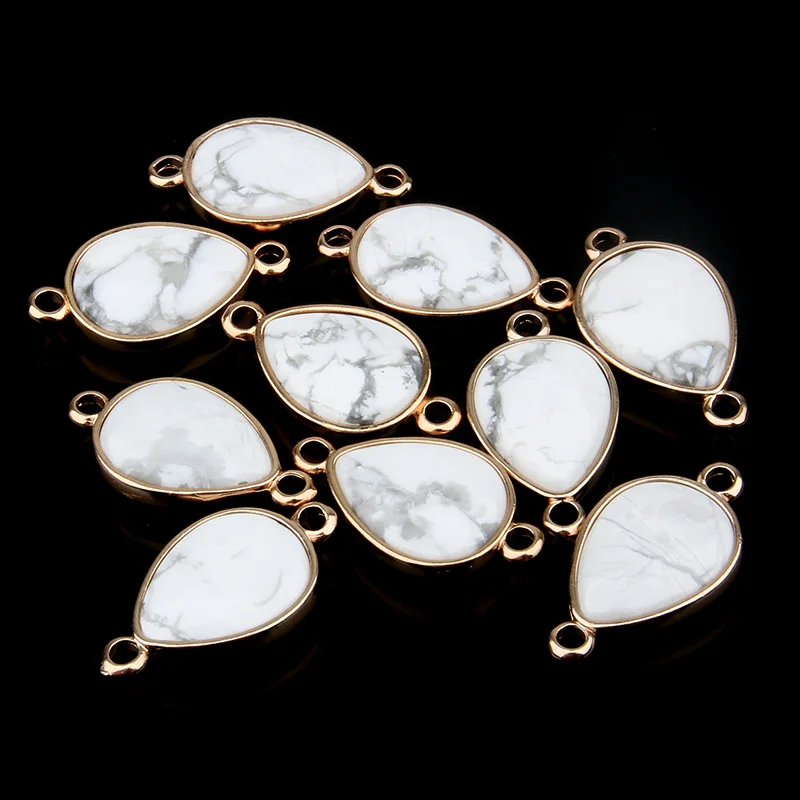 White Turquoise В форме капли воды Натуральный Камень Роза кварцз/тигровый глаз кулон DIY для ожерелья или ювелирных изделий 16 цветов - Окраска металла: White Turquoise