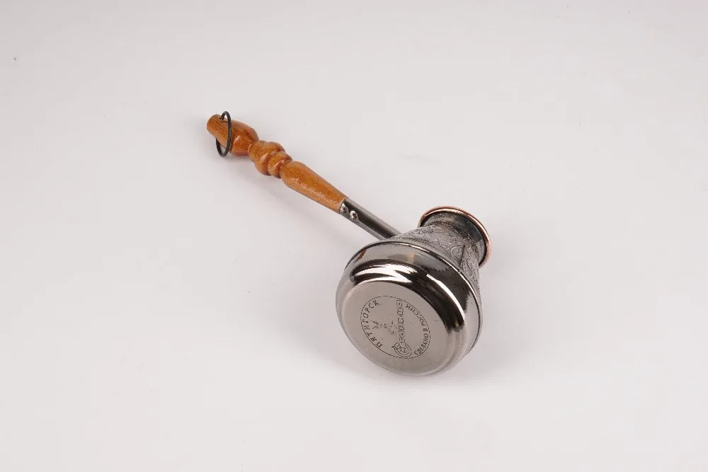 ТУРКА ДЛЯ КОФЕ медная с деревянной резной ручкой 200 мл.|turkish copper|turkish coffee potturkish copper