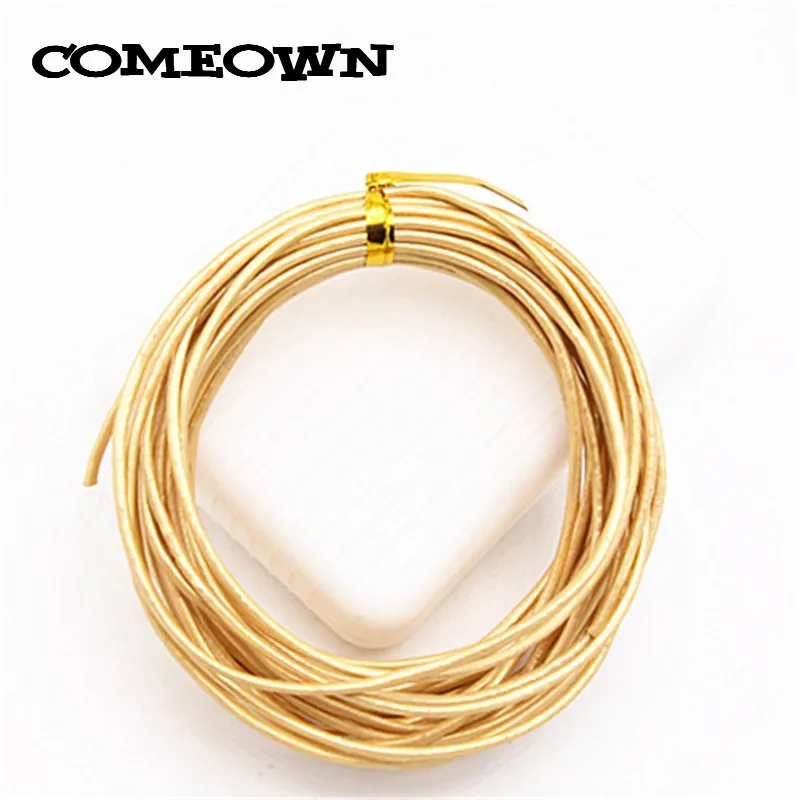 COMEOWN, 5 м, 1,5 мм, серебристо-серый/золотой/Бронзовый, металлический цвет, Круглый, натуральный кожаный шнур для DIY, ожерелье, браслет, ювелирные изделия, Кожаные Шнуры - Цвет: Gold Color
