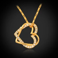 heart necklaces pendants austrian rhinestone fashion jewelry romantic gift yellow gold color necklace women p717