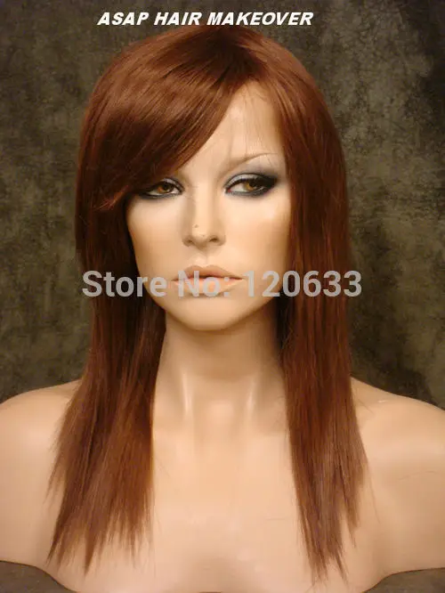 Длинной Палкой Прямой Парик с Челкой Вырезать Бритвой Слоев Коричневато Рыжий