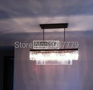 Винтажная хрустальная люстра размером 300*330 * мм прямоугольная из прозрачного