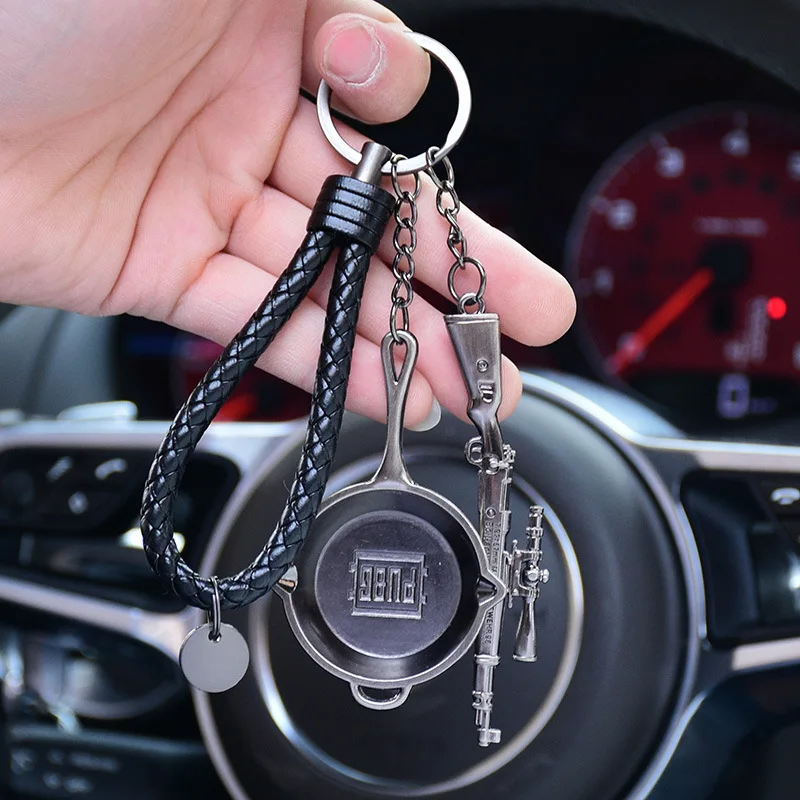 High Quality PUBG Arms Mini Model Metal Keychains Helmet 98K Backpack Pan Key Ring Car Purse Men Chains Holder Trinkets Gift | Украшения и