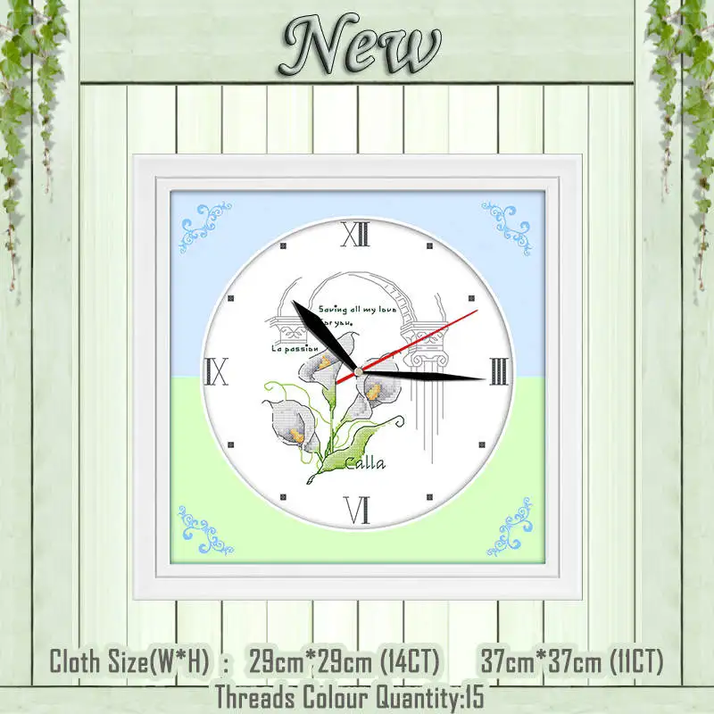 Elegant flower Циферблат часы лицо цветок дерево декор живопись 11CT Счетный принт на холсте DMC наборы для вышивки крестом 14CT Набор для рукоделия вышивка - Цвет: Elegant flower
