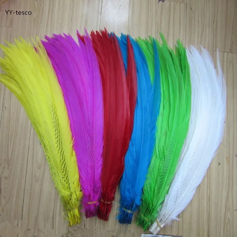 Оптовая продажа 100 шт. натуральные серебряные Искусственные белые перья фазана 45