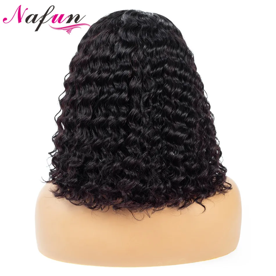 Nafun Hair13X4 короткий Боб Синтетические волосы на кружеве человеческих волос парики с детскими волосами малазийские волосы с однонаправленной кутикулой для черный Для женщин глубокая волна Синтетические волосы на кружеве парики