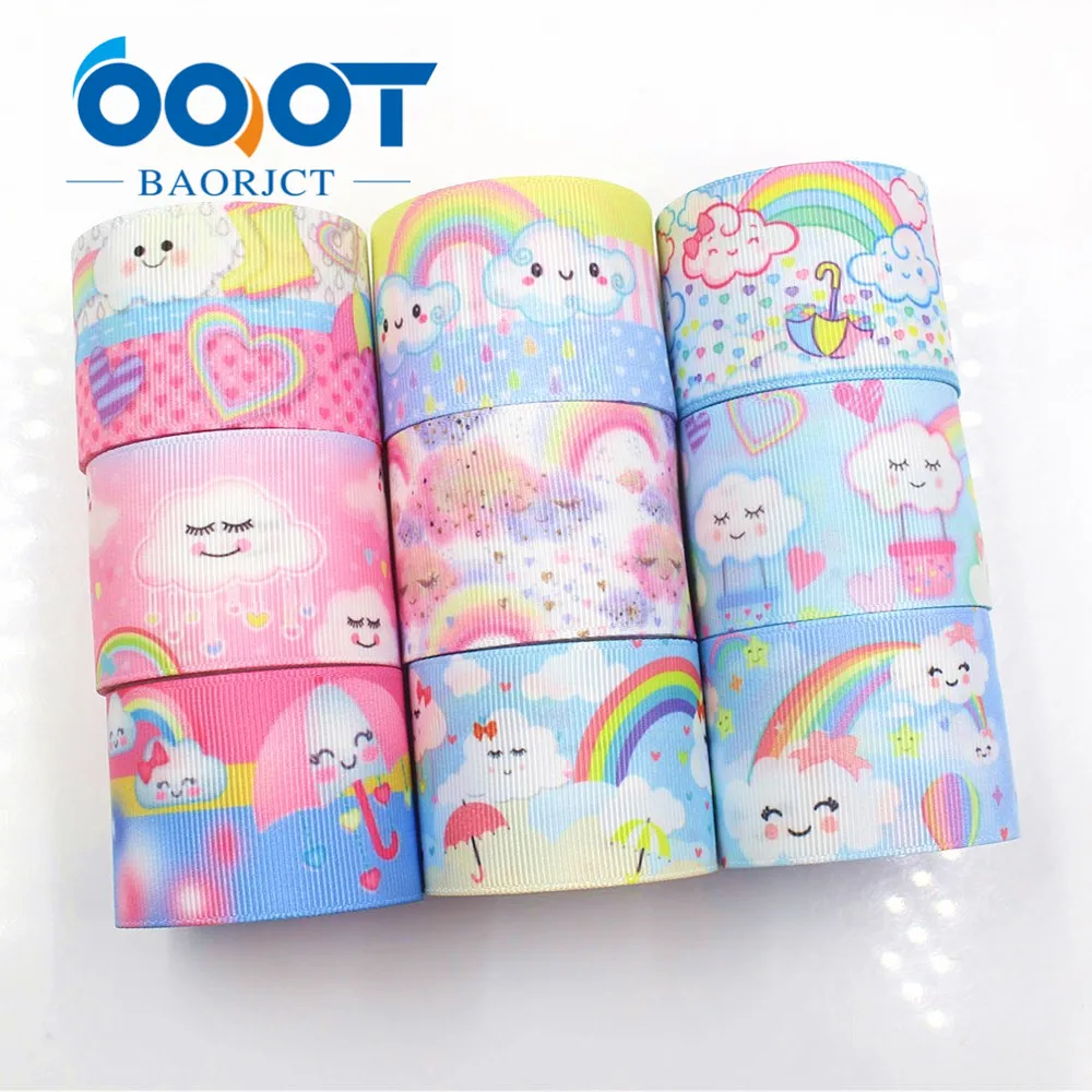 10 ярдов Радужные облака печатные Grosgrain ленты 1 1/2 ''Diy ручной работы бант шляпа