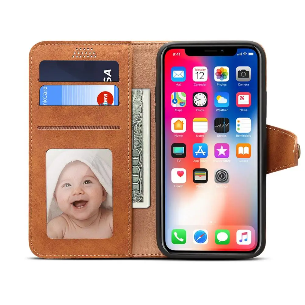 Роскошный кожаный флип-чехол для телефона apple Iphone Xr Xs Max X 7 8 карта кошелек
