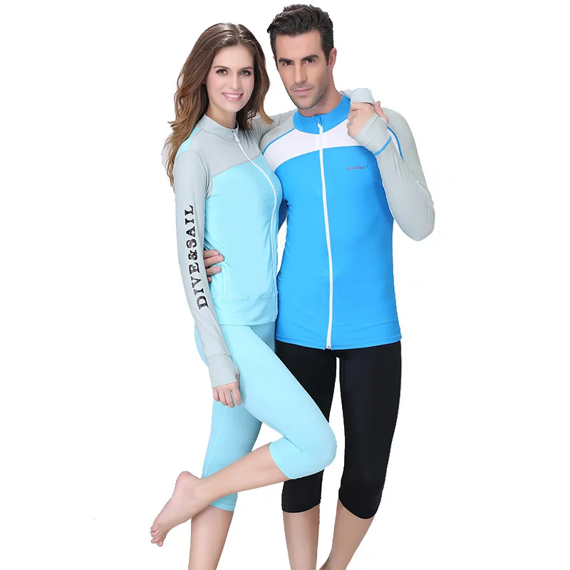 DIVE&ampSAIL Lycra Wetsuit Women Men Surf Swimsuit Rashguard Long Sleeve Split Zipper Wet Suit For Swimming Diving Surfing | Спорт и