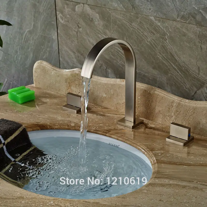 Новый никелевый матовый смеситель для раковины Uythner с тремя отверстиями