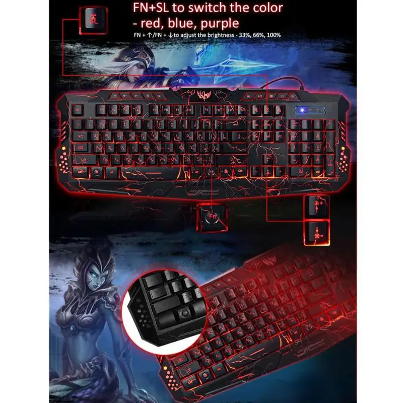 A878 USB Проводная игровая клавиатура, русская версия, 3 цвета, игровой коврик с подсветкой для Overwatch, клавиатуры для ПК, компьютера, рабочего стола