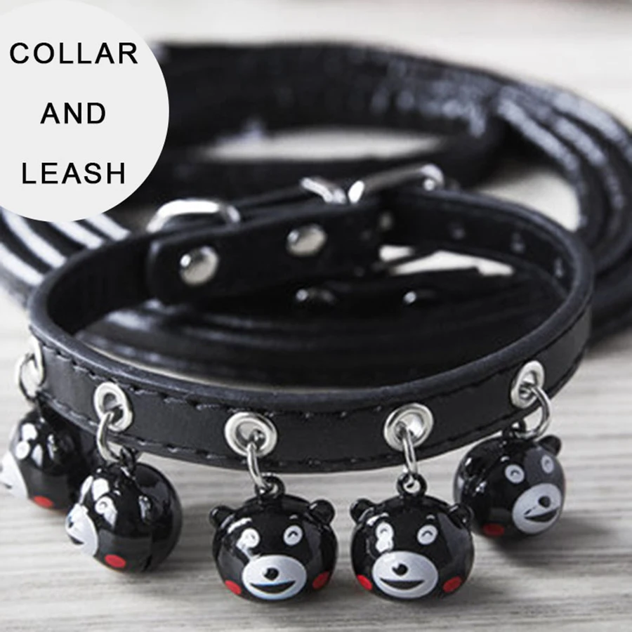 Cute Small Dog Collar Bell And Leash Set Puppy Personalized Teddy Pitbull Terrier Shih Tzu Supplies Riem Hond Petshop 50XQ07 | Дом и сад