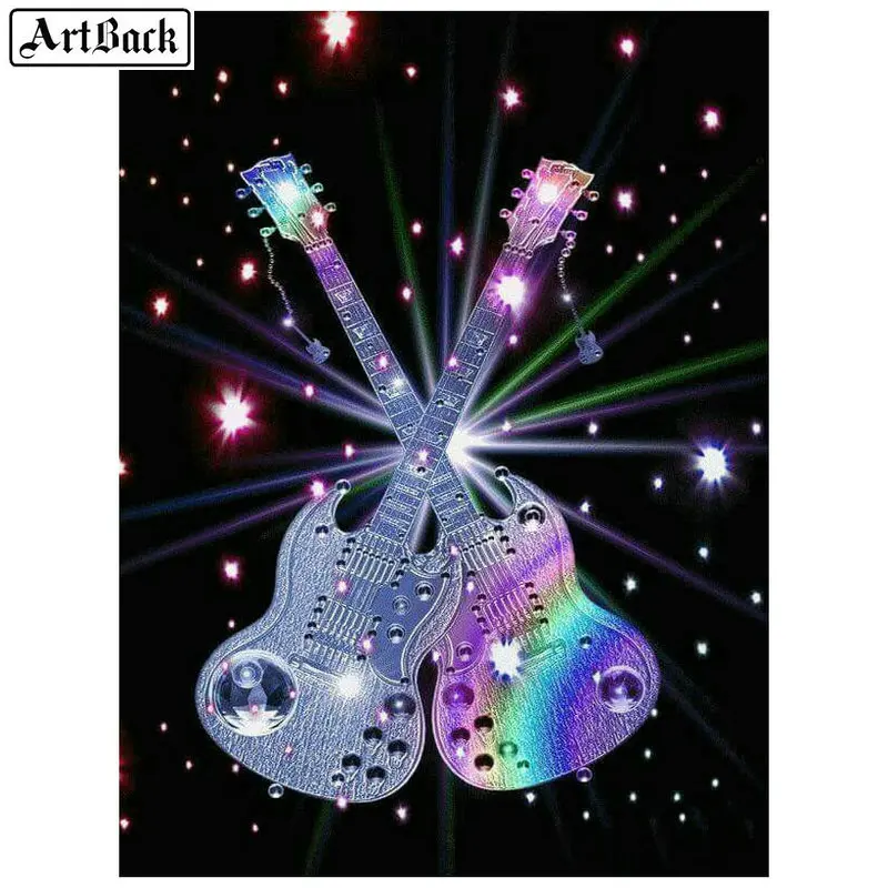 

5d diamond painting guitar sticker landscape full square drill diamond mosaic round diamond embroidery kit music icon