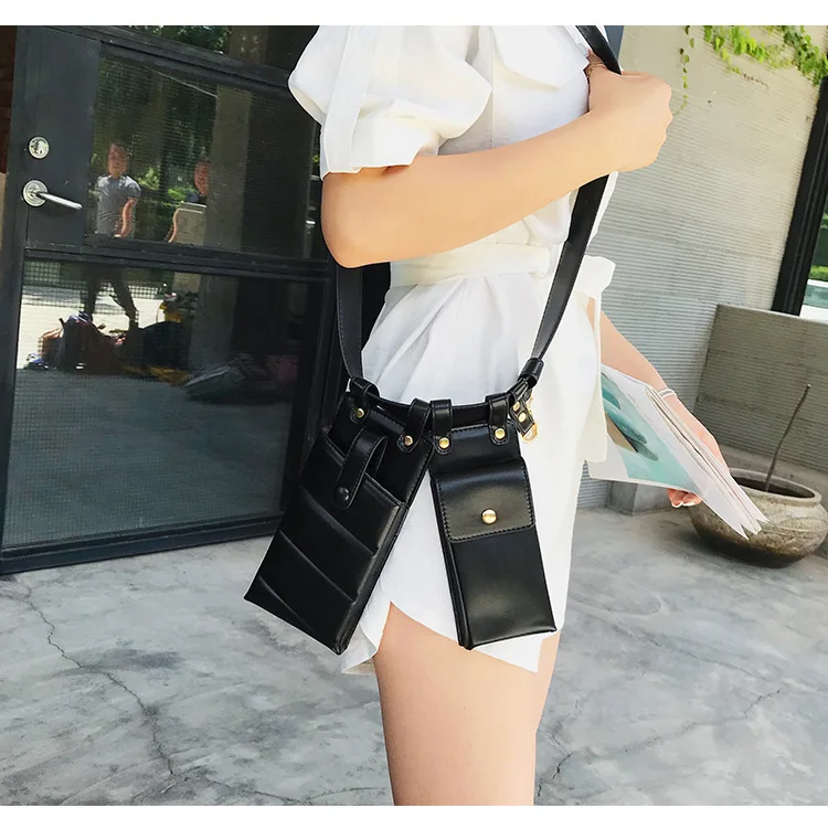 EXCELSIOR Women's Bags Fanny Waist Bags PU Hasp Chest Set Street Sport Casual Messenger Shoulder Chest pochete homem