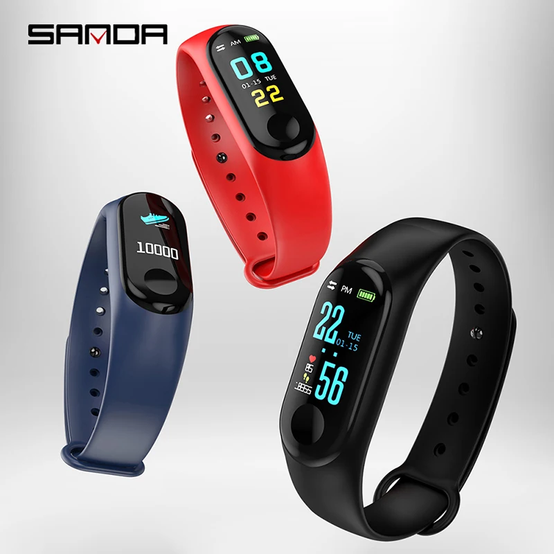 SANDA для мужчин и женщин Смарт-часы цветной экран мониторинг сердечного ритма сна
