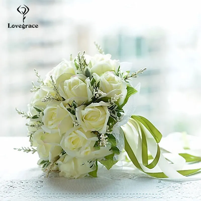 18 Head Silk Rose Wedding Bouquet for Bridesmaids Bridal Bouquets White Pink Artificial Flowers Mariage Supplies Home Decoration | Свадьбы и
