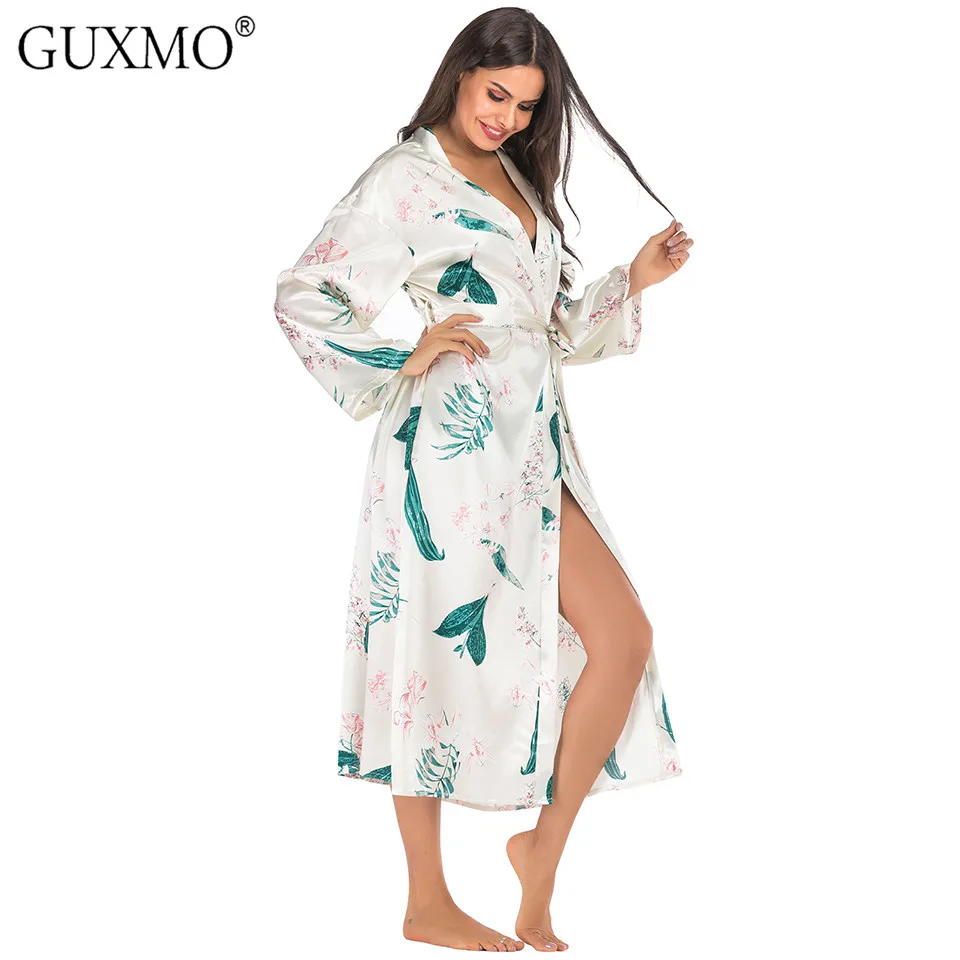 Женское покрытие халат нижнее белье кимоно Ночная рубашка с длинными рукавами