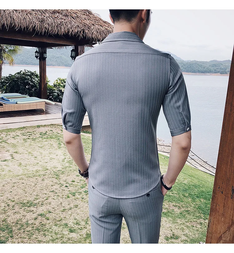 Двубортный костюм; летний костюм; Mariage Homme; цвет черный, белый, серый, синий; костюм в полоску; Uomo Trajes De Hombre