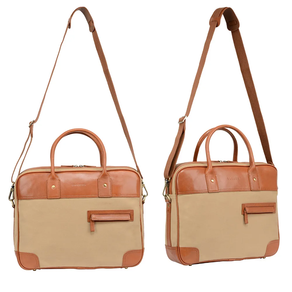 Banuce мужские Кожаные Холст Сумка Для Ноутбука Case Повседневная Бизнес Портфель для