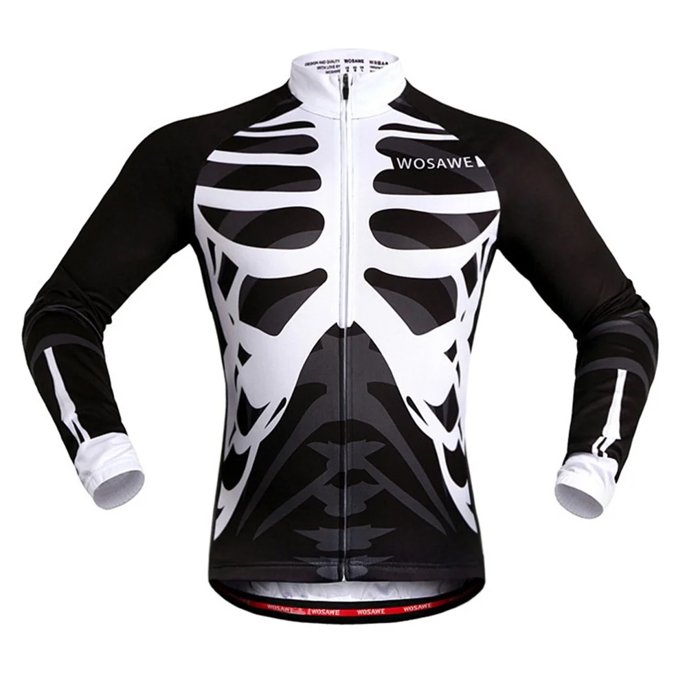 WOSAWE Men's Women's Skeleton Cycling Jerseys Clothing Bicycle Ciclismo Long Sleeve Tops Bike Jacket Breathable Sports | Спорт и
