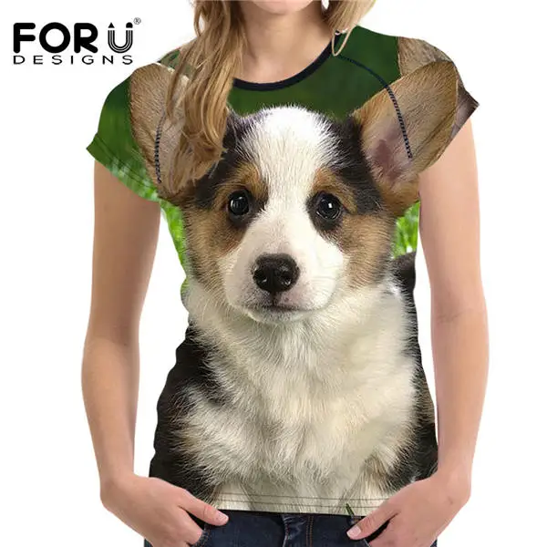 w2851bv FORUDESIGNS/футболка для женщин, футболка для женщин, Топы И Футболки с хот-догом юмором, Женская забавная футболка, милый корги, Pembroke, топы с мультипликационным принтом - Цвет: w2851bv